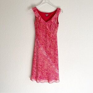 ANN TAYLOR MIDI Pink Sleeveless Ruffle Silk Dress Size 0